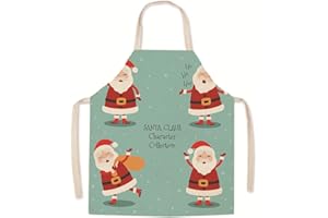 JFAN Delantal sin mangas navideño Cocina para hombres y mujeres Delantal para el hogar Cena Hornear Fiesta navideña 2023-feliz Papá Noel