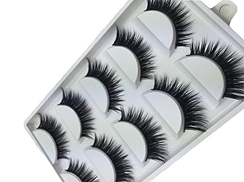 Hosaire 5 Pairs False Lashes Eyelash Long Fiber Reusable Make Up Eyes