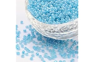 PERLIN 1100 cuentas de cristal de 4 mm, 6/0, abalorios, transparentes, pequeñas cuentas para niños, colores a elegir (azul ceilán)