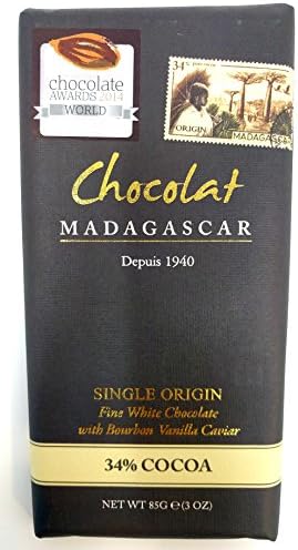 Chocolat Madagascar 34% Cocoa - Single Origin Fine White Chocolate with Bourbon Vanilla Caviar Bar 85g