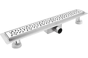 Sunrik Canaleta de ducha extraplana, 80 cm, acero inoxidable, juego completo con sifón