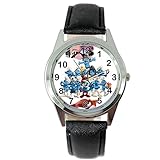 TAPORT® SMURFS Quarz-Armbanduhr mit schwarzem Lederarmband, inkl. Ersatzbatterie und Geschenkbeutel