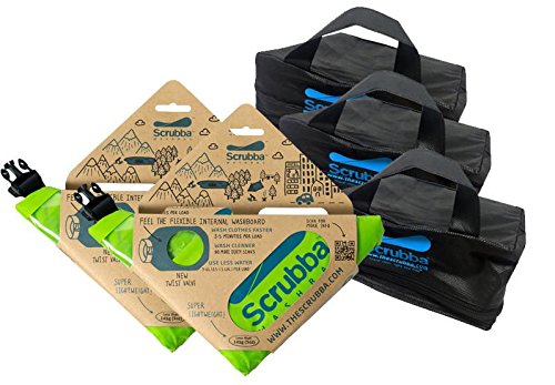 Scrubba Lavare la Borsa Doppia Confezione Sacca per Viaggi e Eco Wash, Portable Lavatrice con imballaggio cubi (Modello 2017, Verde) - Imballaggio Include 3 Celle