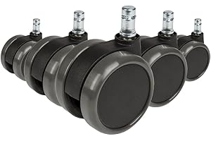 hjh OFFICE 619010 kółka do twardych podłóg 11 mm / 65 mm kółka do krzeseł biurowych do twardych podłóg (zestaw 5 sztuk)