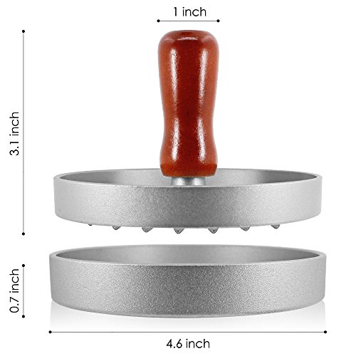 Antihaft Hamburgerpressen, FineGood Patty Maker Aluminium-Patty-Form für BBQs Picknick-Party Hausgemachte Hamburger-Speckwurst – Silber - 5