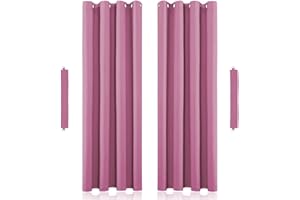 John Aird Eyelet Thermal Energy Saving Blackout Curtains Inc Tie Backs (Pink, 117cm Width x 137cm Drop (46"x 54")
