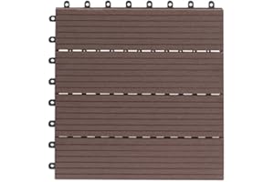 GARTENFREUDE EVERFLOOR WPC 4600-1000-003 - Baldosas de patio perfil macizo color teca, 10 piezas, 30 x 30 cm (aprox. 0,9m2)
