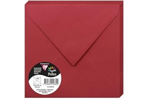 Clairefontaine 5583C - Pacco da 20 Buste gommate - Formato Quadrato 16,5x16,5cm - 120g/m² - Colore rosso ribes -Inviti Eventi e Corrispondenza - Gamma Pollen - Carta Premium Liscia