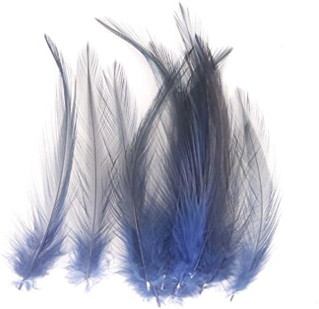 25 Quality Fine Hackle Feathers 10-14cm length for Millinery and Crafts (Navy Blue)