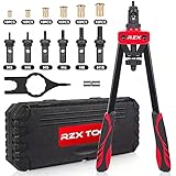 14" Rivet Nut Tool, Professional Rivet Setter Kit with M3 M4 M5 M6 M8 M10 Metric 6 Mandrels and 60pcs Rivnuts, Labor-Saving D
