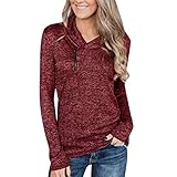 iHENGH Karnevalsaktion Damen Top Bluse Lässig Mode T-Shirt Frühling Sommer Frauen Bequem Blusen Womens Langarm Sweatshirt Zipper Pullover trägerlose
