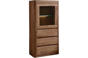 ‎MASSIVMOEBEL24.DE MASSIVMOEBEL24.DE | Vitrine Toronto #108 | Sheesham Massivholz | 70x40x145 cm | Smoked Cherry gebeizt | Glas- & Holztür | Höhenverstellbarer Glasboden | Vollmassiv & vormontiert