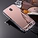 Produktbild Samsung Galaxy J5 2017 Hülle,Samsung Galaxy J5 2017 TPU Hülle Spiegel,Leweiany Kreativ Make Up Mirror Spiegel Muster Glänzend Shiny Kristall Klar Durchsichtig Transparente Hülse HandyTasche Strass Rahmen Slim TPU und PC Handy Gehäuse Hülle Premium Protector Shell Slim Etui Schale Bumper Luxus Dame Mädchen Frau Schutzhülle Hardcase Hart Hülle Handyhülle Etui Case für Samsung Galaxy J5 2017 Silikon Backcover Tasche Case Spiegel Hülle Mirror Effect - Roségold