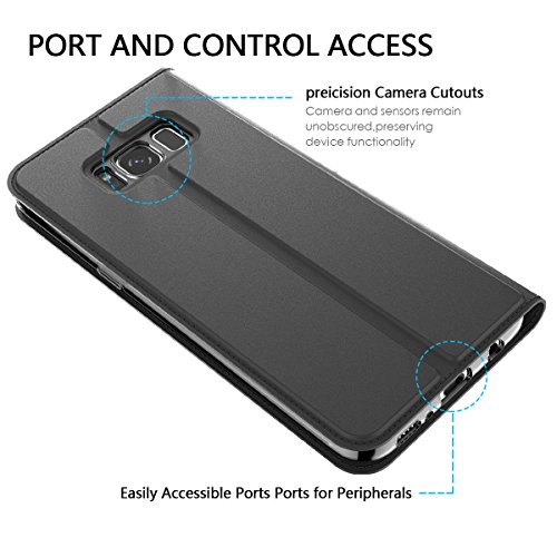 Samsung Galaxy S8 Plus PU Leder hülle Case Moonmin® Bookstyle Klapphülle Wallet Tasche Flip Tasche mit Kartenfach und Ständer Anti-Rutsch Stoßfest hülle + StylusStift für Samsung Galaxy S8 Plus 2017 (Schwarz) - 6