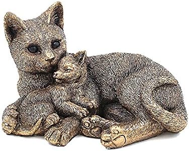 Reflections Bronzed Cat and Kitten Lying Down in Box - Cat and Kitten Ornament Figure