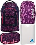 1x Stylerbox satch pack Pink Bermuda 4er Set Schulrucksack, Schlamperbox, Stylerbox & Regencape Lila
