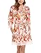 Produktbild BeautyUU Damen Satin Kimono Nachthemd Morgenmantel Kurze Schlafanzüge mit Blumen und Spitzen Bademantel XXL-S