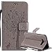 Produktbild Hülle für Samsung Galaxy J7 2016,Ledertasche für Samsung Galaxy J7 2016,YingC-T Luxus 3D Einfarbig Prägung Katze und Baum Schmetterling Muster Retro PU Leder Schutzhülle Zubehör Lederhülle im Bookstyle Handyhülle Tasche Klapphülle Flip Wallet Case Hülle mit Kartenfächer und Bargeld Halter [Aufstellfunktion Magnetverschluss] Stand Ständer Handytasche Etui Schale Bumper Hülle mit Weiche Silikon Abdeckung für Samsung Galaxy J7 2016 Version (Farbe: Grau)