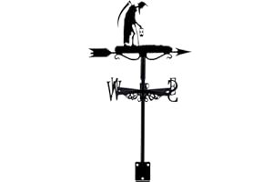 ANCNA-U Metal Weathervane Retro Grim Reaper Shape Wind Direction Indicator with Roof Mount Creative Home Decor Ornament Weathercock for Garden Farm Yard