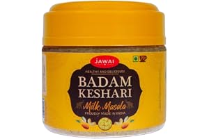 JAWAI BADAM KESARI MILK MASALA | Almond Saffron Drink Mix | Healthy & Delicious | Nutritious Milk Masala Powder Blend | Immunity Booster | Natural & Unsweetened | (100g) 3.5oz