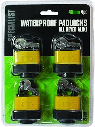 Padlock Waterproof Laminated 4 Set Gate Door Toolbox 40mm Shackle Pad Lock 8 Key