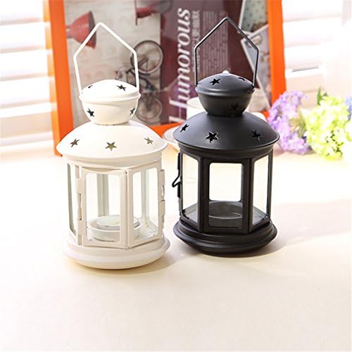 DysgHome Iron Glass Candlestick Holder Lamp Candleholder Black for Photographic Wedding Gift Home Decoration