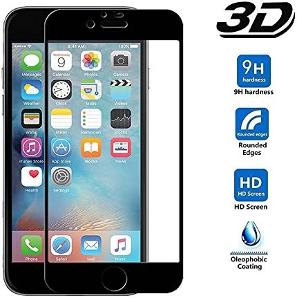 ETEENDDYY Screen Protector for iPhone 8 / 7 Plus Tempered Glass Case Friendly 3D Protector Film Silk Printing Black