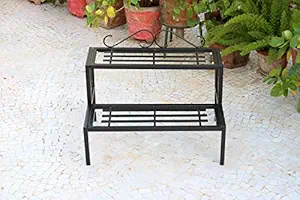 Metal Roots Metal Outdoor Plants Pots Stand Ladder Potted Black 2 Tier