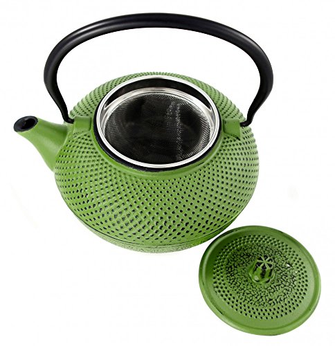 Teekanne 1,5 L Gusseisen + Teesieb Asia Style Kaffeekanne Grün - 2