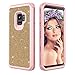 Produktbild Hybrid Stoßfest Schutzhülle für Samsung Galaxy S9 Plus, Aearl 3 in 1 Trefferfarbe Bling Glänzend Glitzer PC Schwer 360 Grad Voll Schutz Full Body Case Handy-Tasche Schale Handy-Hülle für Samsung Galaxy S9 Plus - Roségold & Goldgelb