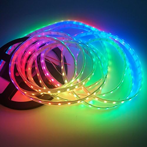 IKSACE 5V WS2812B 5M 16.5ft LED Lighting Strip SMD 5050 RGB Individually Addressable 300 Pixel WS2812B IC Dream Color Light 60leds/m Waterproof IP67 White PCB