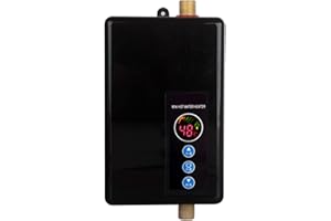 KYAOAYO Durchlauferhitzer, Mini Durchlauferhitzer Tankless, Bad Küche Elektrische Elektrischer 220v 5,5 Kw 5v 30-55 ° C Champagner Gold Durchlauferhitzer, für Home Küche Unter Der Spüle (Schwarz)