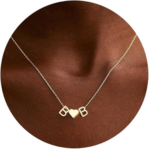 Collier Lettre Plaqué Or 14K - Chaîne Double De A à Z - Cadeau Personnalisé Pour Femme, Maman, Amoureuse - 9