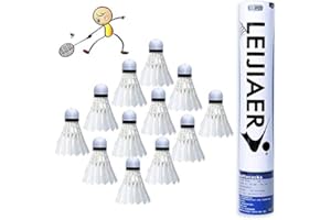 KANOSON Badminton Shuttlecocks 12 Pcs, White Fast Feather Shuttlecocks Balls with Stability & Durability, High Speed Feather Badminton Shuttle Idea for Indoor Outdoor Game