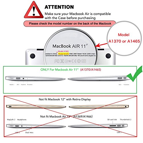MOSISO Ultra Slim Plastik Hartschale Schutzhülle Snap Case für MacBook Air 11 Zoll (A1370 / A1465), Schwarz - 3