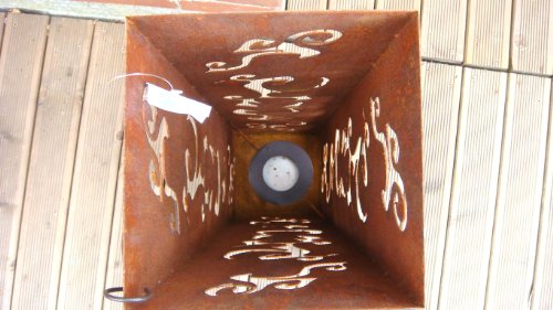 Säule Rost Feuersäule Metall Skulptur Edelrost Bioethanol eckig mit Feuereinsatz Deko eckig H: 80cm - 5