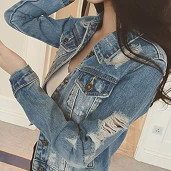 short ripped denim jacket