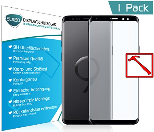Preisvergleich Produktbild Slabo Premium Panzerglasfolie Samsung Galaxy S9+ Full Cover Echtglas Displayschutzfolie Schutzfolie Folie Tempered Glass KLAR - 9H Hartglas - Rahmen Schwarz