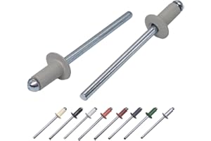 MARCOPOL (Pack of 100 pcs) Painted Blind Rivets 4.0 x 8 mm, Dome Head, DIN 7337, Aluminum Rivet and Steel Mandrel, Pop Rivets (100, Agate Grey RAL 7038)