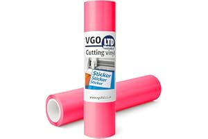 vgoltd Permanent Glossy Adhesive Vinyl Cutting Vinyl Roll for Mug Cup Window Home Decal & DIY Projects (Hot Pink, 30W x 500L cm)