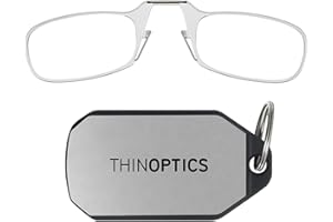ThinOptics Okulary do czytania z etui na breloczek do kluczy – kompaktowe, składane okulary do czytania z technologią Flex-Fit – 1,00, 1,50, 2,00, 2,50 dioptrii – pomoc w widzeniu, okulary do czytania