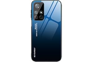 SEAHAI Funda para Xiaomi Redmi Note 11S 5G / Xiaomi Poco M4 Pro 5G Estuche, Degradado de Color Carcasa con Tapa Trasera de Cristal Templado & Case Silicona TPU Flexible, Azul Elegante