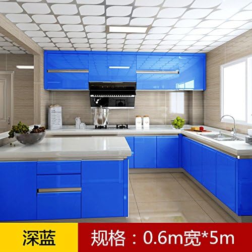 YUELA Thick self-adhesive wallpaper thick self-adhesive wallpaper pearl paint wallpaper wardrobe renovation waterproof moisture wall stickers, dark blue flash 60 cm wide/5 meters