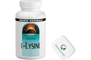 PremiumVital, Source Naturals, L-Lysine, 1.000mg, 100 vegane Tabletten, mit praktischer Pillendose, Laborgeprüft, Aminosäure, Glutenfrei, Sojafrei, Vegetarisch