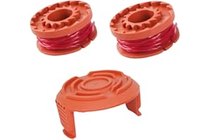 ERSHENGSAN 3 PCS Worx Strimmer Spool Replacement for WG151/WG163E Series/WA0004-0.065" (1.65mm) Autofeed Nylon Line, Lawn Trimmer Spool Line Replacement Accessories(2 Spools, 1 Caps)