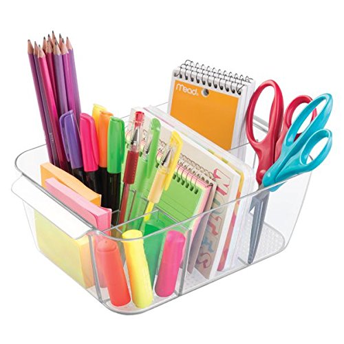 mDesign Schreibtisch Organizer – Farbe: Durchsichtig – Sortierbox mit 8 verschieden großen Fächern und integrierten Griffen – Praktisches Schreibtisch Ordnungssystem für einen aufgeräumten Arbeitsplatz - 4