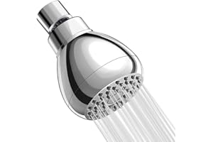 Kaxich 3-Zoll Hochdruck Duschkopf, Fest Duschbrause mit Verstellbarem Drehgelenk Kugelgelenk Silber