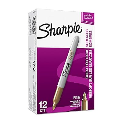 Sharpie marqueurs métalliques permanents, pointe fine, or, boîte de 12