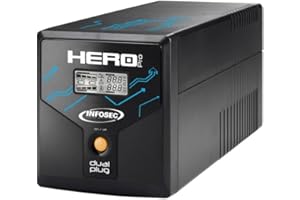 INFOSEC UPS SYSTEM Infosec Onduleur Hero Pro Dual Plug 1200,UPS PC, écran, Box, TV, 2 Prise FR/Schuko 2 Prises IEC, ASI 1200VA/700W