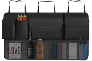 Bzocio Kofferraum Organizer Auto, mit starkem Stretch-Netz und Klettverschluss, Multi-Pocket-Organizer mit Großer Kapazität, für SUV, Schwarz